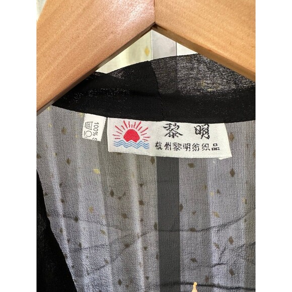 Dawn Hangzhou Liming Textiles 100% Silk Sheer Floral Open Kimono One Size - Picture 6 of 7